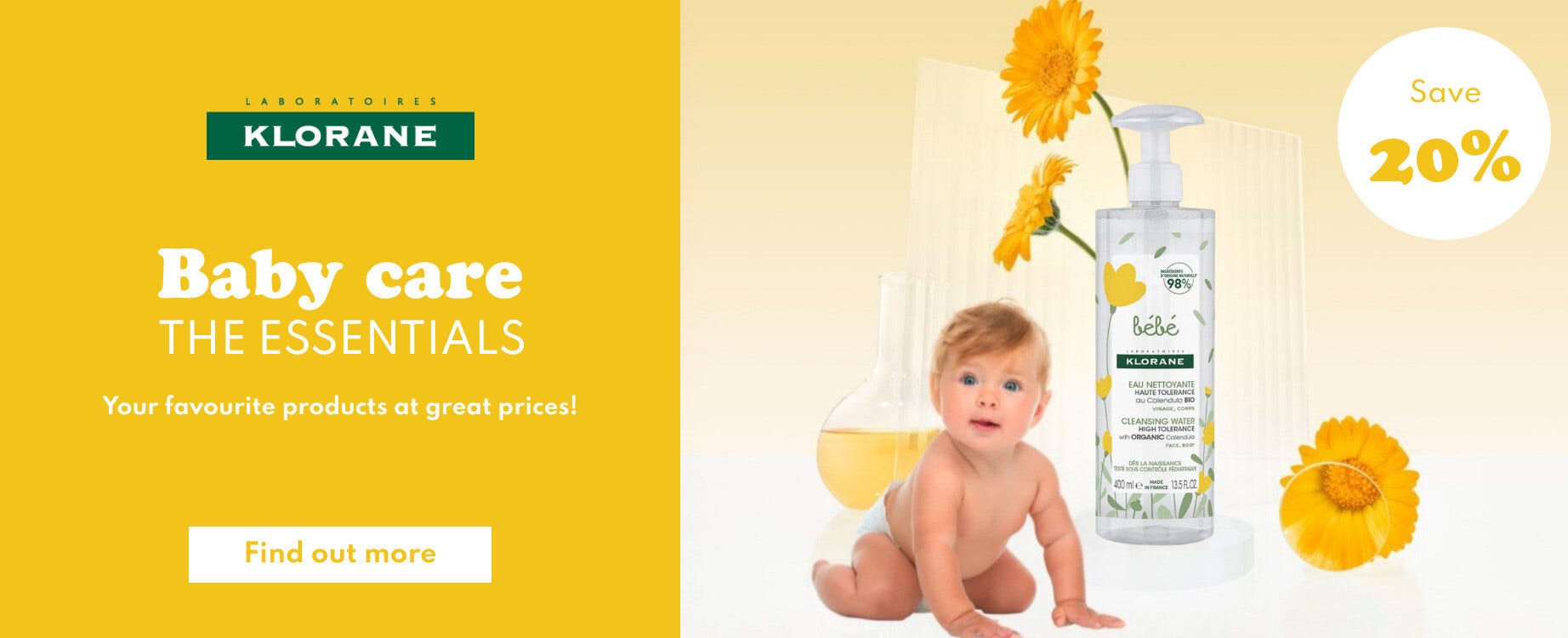 Klorane baby care: enjoy 20% off