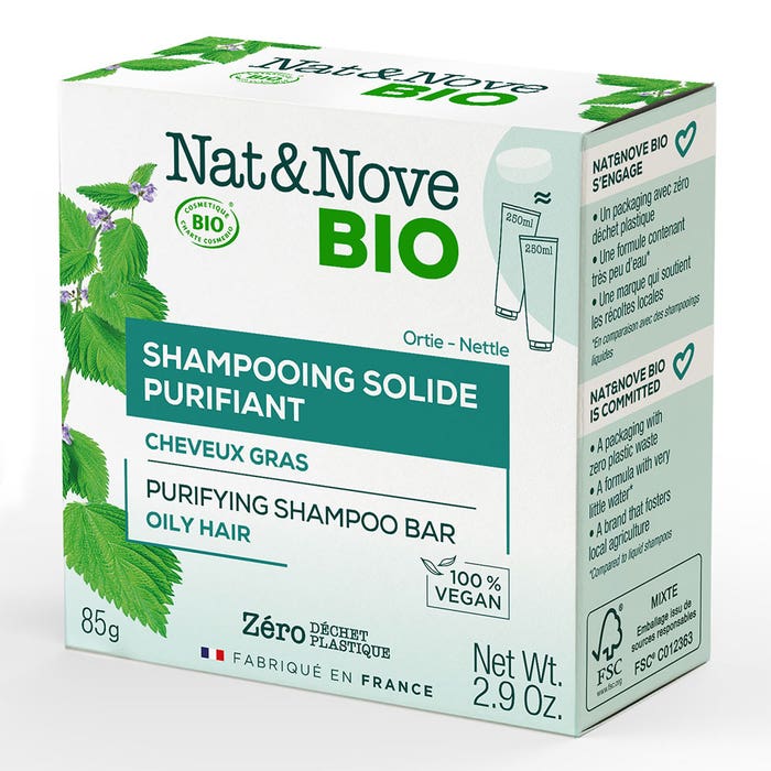 Solide Purifying Shampoo Organic certified Oily Hair 85g NAT&NOVE BIO