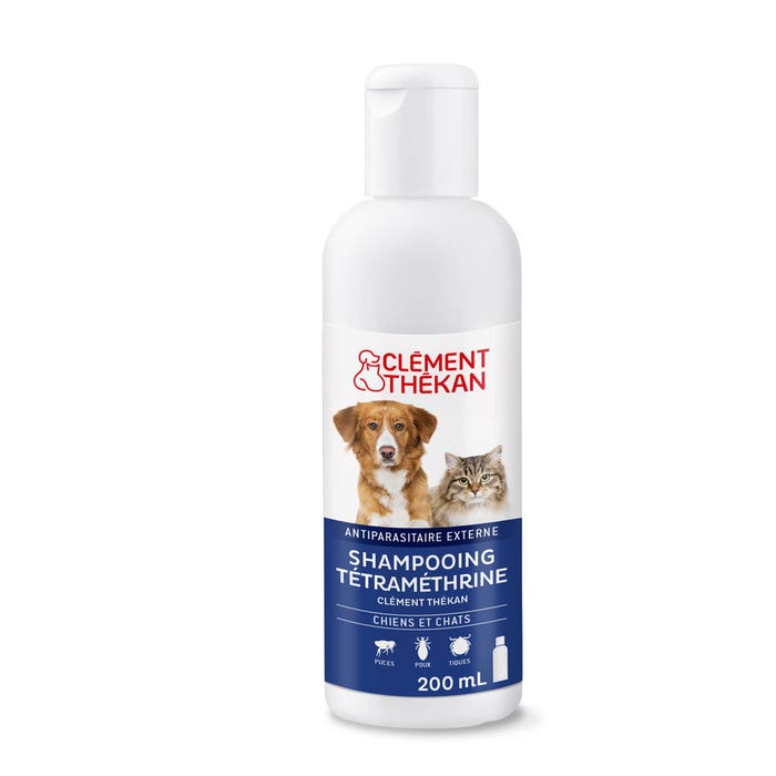 Clement Thekan Tetramethrin Shampoo Cat and Dog 200ml 200ml Tetramethrine External Pest Control for cats and dogs Clement-Thekan