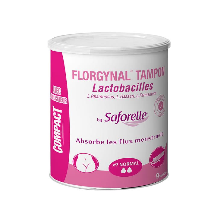 Tampons with Lactobacillus for menstruation X9 Florgynal Compact Normal with Applicator Saforelle