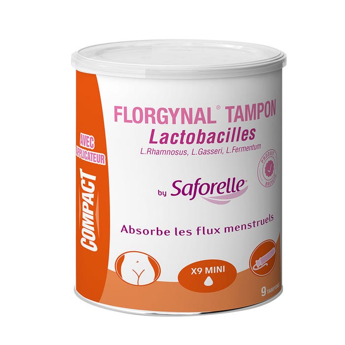 Tampons with Lactobacillus for menstruation x9 Florgynal Compact Mini with Applicator Saforelle