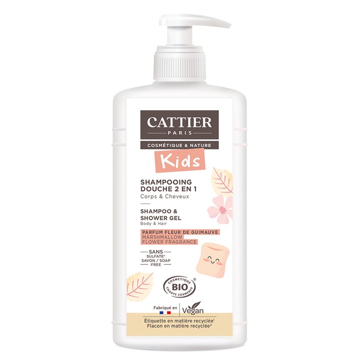 Cattier Shower Gel Detangling Shampoo 2 in 1 Marshmallow flower 500ml