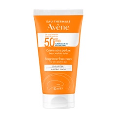 Avène Solaire Cream Spf50+ Fragrance Free Peaux sensibles sèches 50ml