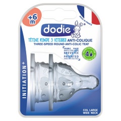 Dodie 3 Speed Rounded Teat Broad Neck From 6 Months X 2 6 mois et plus x2