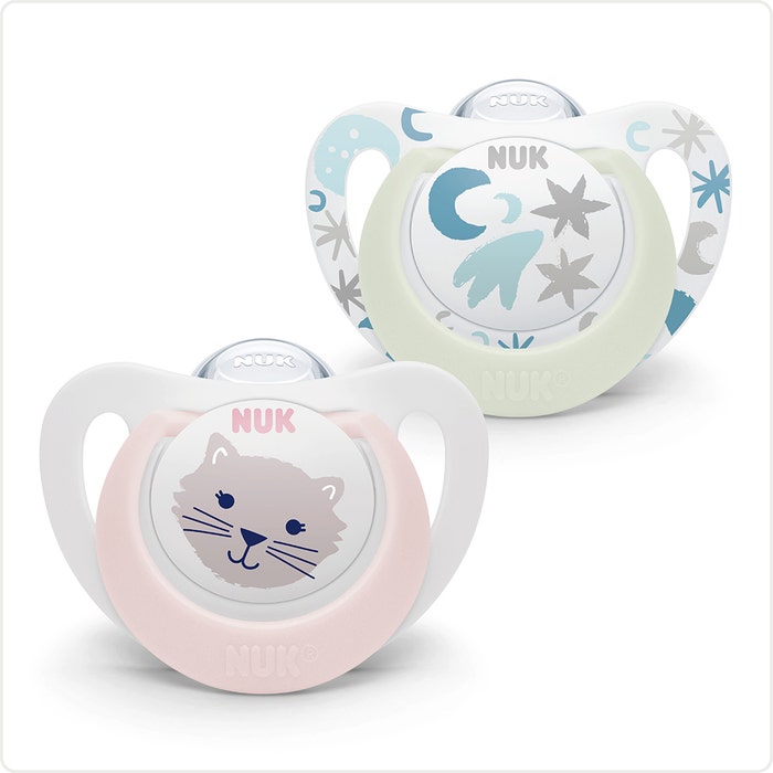 Nuk Starlight physiological soothers 0 to 6 months x2