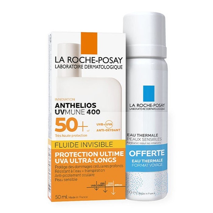 La Roche-Posay Anthelios Uvmune 400 Spf50 Invisible Fluid 50ml + Free Thermal Water 50ml