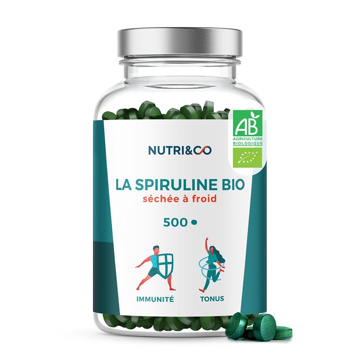 Organic cold-dried Spirulina from Tamil Nadu 500 tablets NUTRI&CO