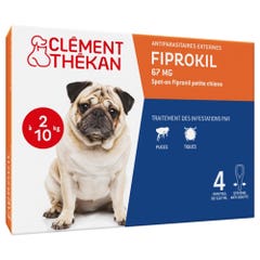 Clement-Thekan Fiprokil Flea & Tick Control Dogs 2-10kg 0.67ml x 4 droppers