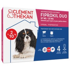 Clement-Thekan Fiprokil FIprokil Duo Flea &amp; Tick Control Dog 2-10kg 4 Pipettes Chien 2-10kg 0.67ml x4 pipettes