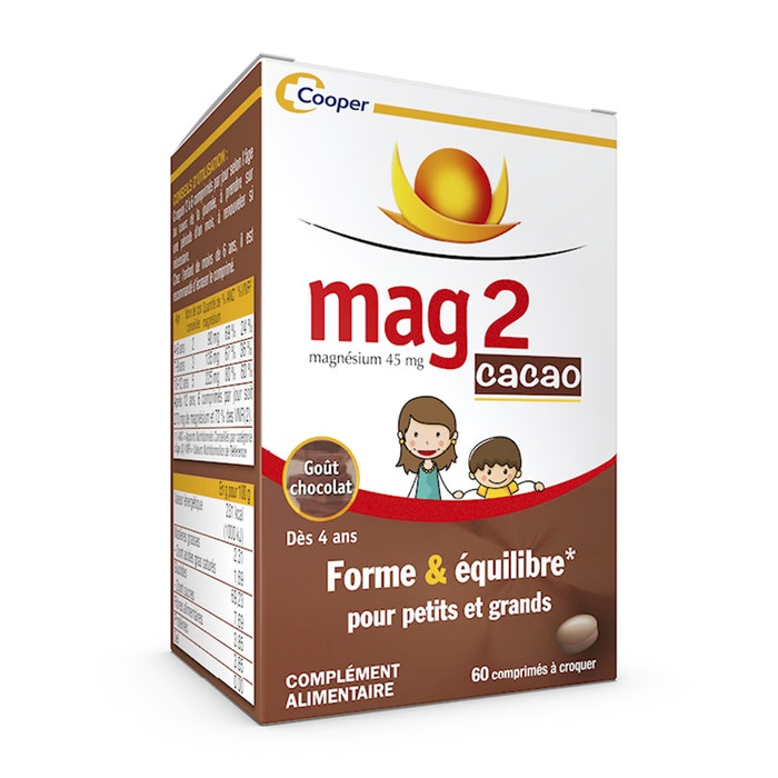 Mag 2 Mag 2 pep and balance 60 chocolate chewable tablets 60 Comprimes A Croquer