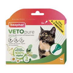 Beaphar VetoPure pest repellent pipettes for cats x4+2 free