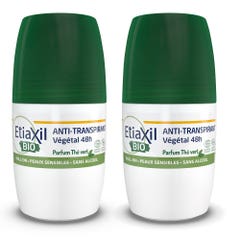 Etiaxil Déodorant Organic Green Tea 48H Anti-Perspirant Roll-on 2x50ml