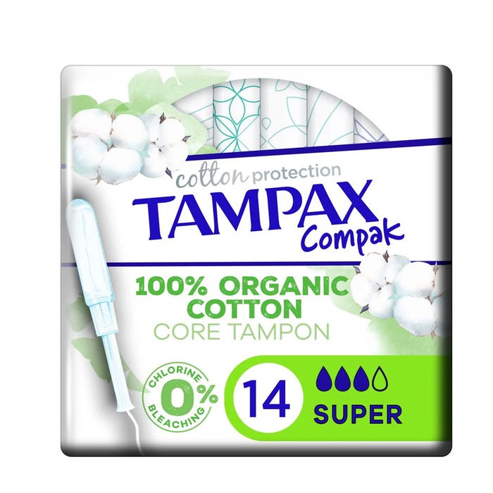 Compack Cotton Protection Super pads x14 Bioes cotton Tampax