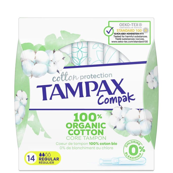 Compack Cotton Flow Protection Tampons Regulier x14 Bioes cotton Tampax