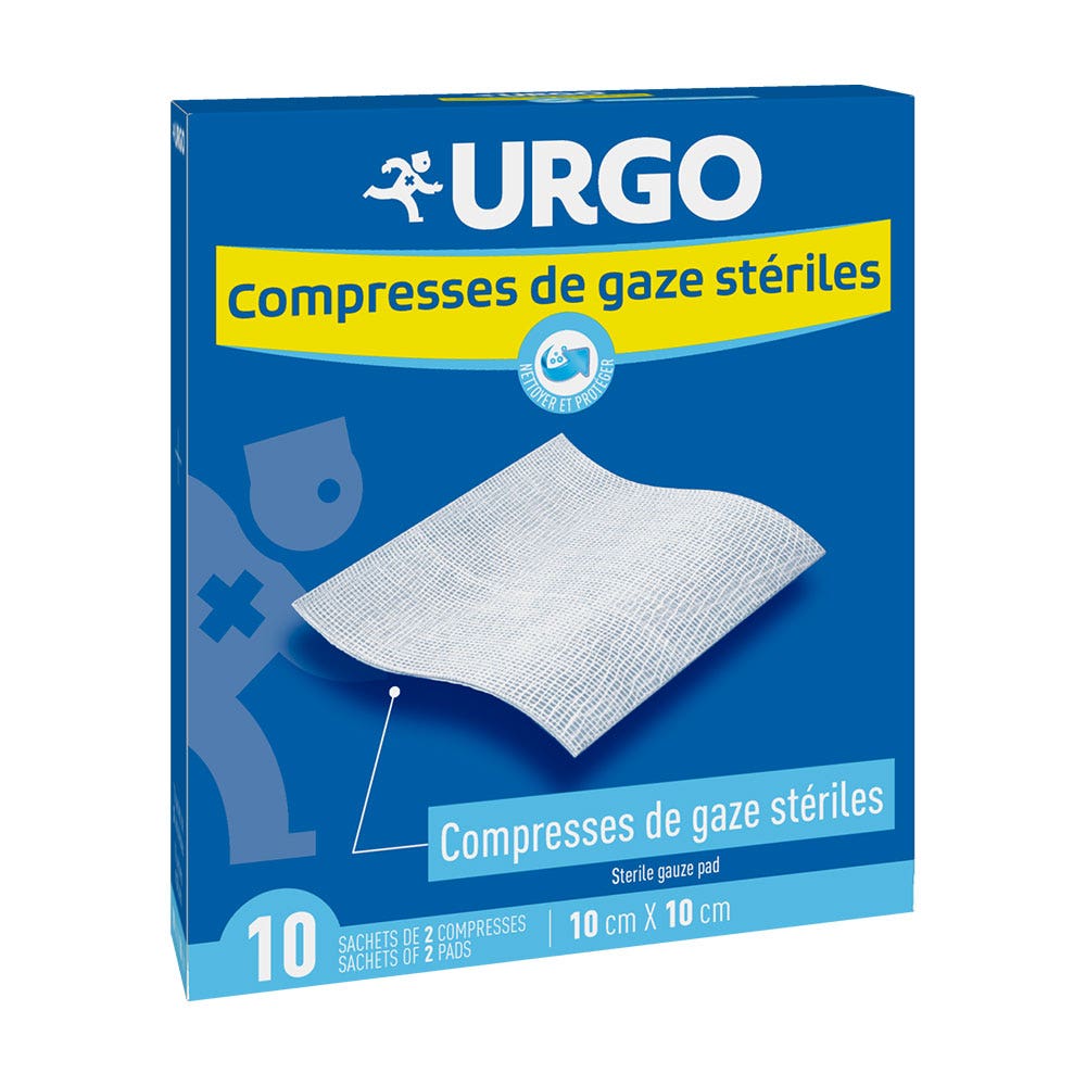 Urgo Sterile Bandages Hydrophilic Gauze 10cm x 10cm Box of 10