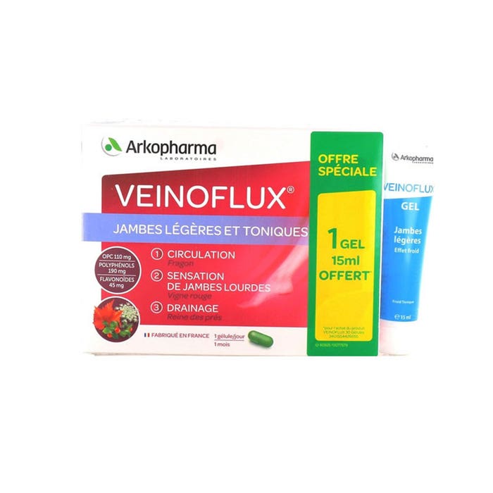 Arkopharma Veinoflux Food Supplements Light Feet + Gel cold effect free