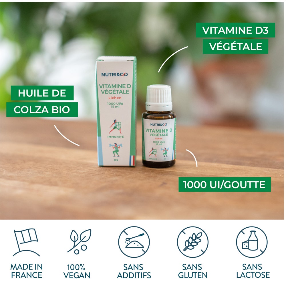 NUTRI&CO Plant Vitamin D3 1000UI/Drop Immune Defense 15ml