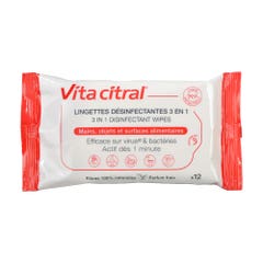 Vita Citral 3 in 1 Disinfecting Wipes x12