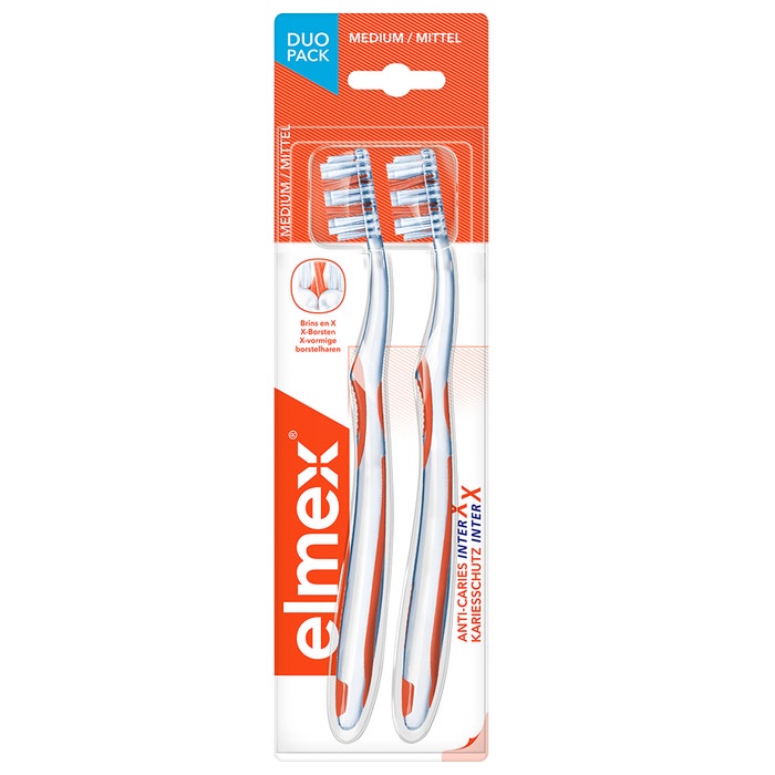 Anti-caries Inter X Medium Toothbrush X2 Elmex