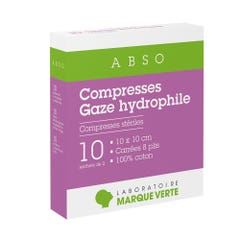 Marque Verte Abso Hydrophilic gauze bandages 10x10cm x10 bags of 2