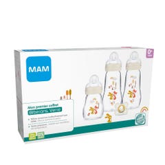 Mam Glass Baby Bottle Kit + 1 Pacifier From Birth