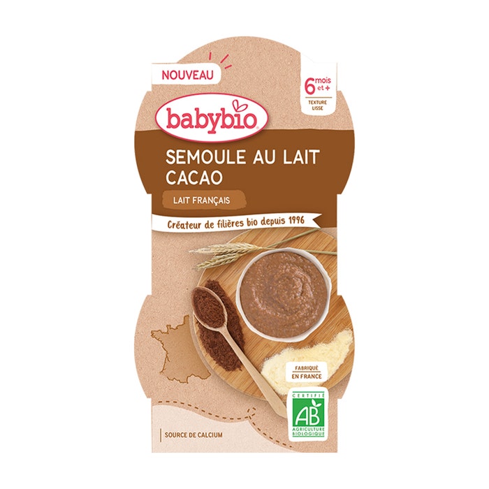 Semolina with Cocoa Cow's Milk 225g 6 Months and Plus Babybio