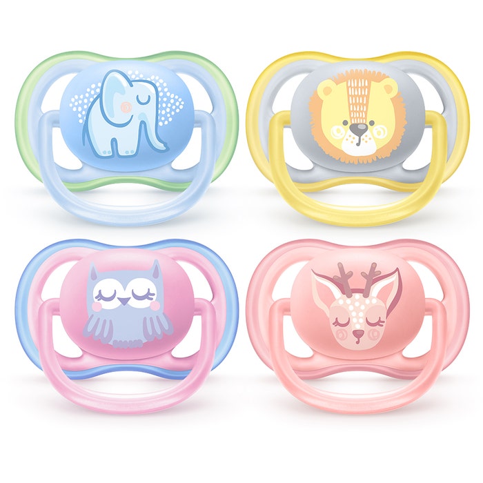 Orthodontic Silicone Pacifiers x2 Ultra-Air 0 to 6 months Avent