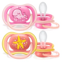 Avent Ultra-Air Orthodontic Pacifier Whale/Star 6 to 18 months x2