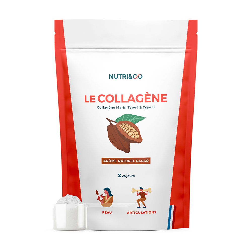 NUTRI&CO Patented Marine Collagen Types 1&2 Powder Firm Skin Cocoa Flavour 240g