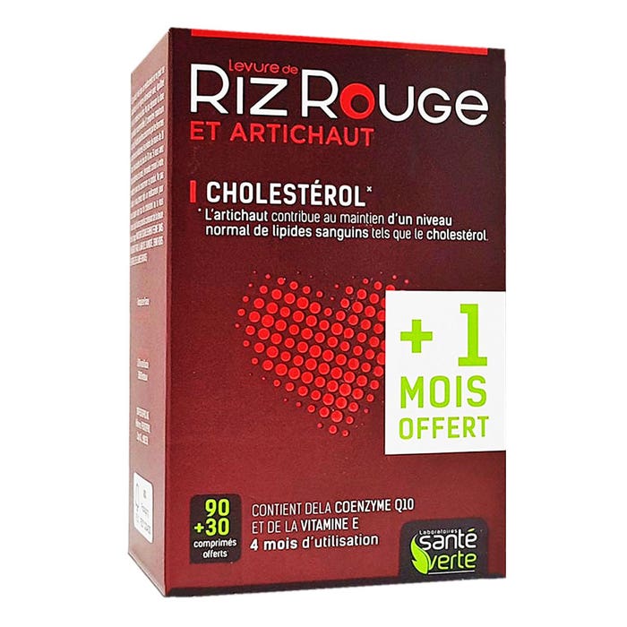 Sante Verte Red Rice Yeast Cholesterol 60 Tablets 90+30 Comprimés Cholestérol Sante Verte