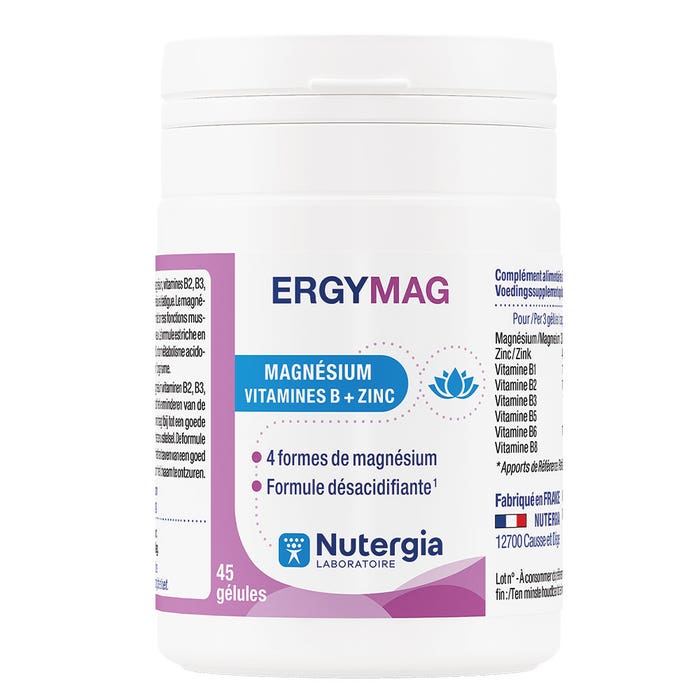 Ergymag 45 capsules Magnésium Vitamines B + Zinc Nutergia