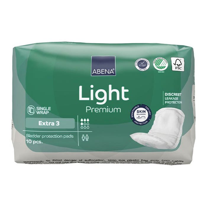Protection Adhésive Femme 4G 33x11cm x10 Light Extra 3 Moderate Incontinence Day Abena