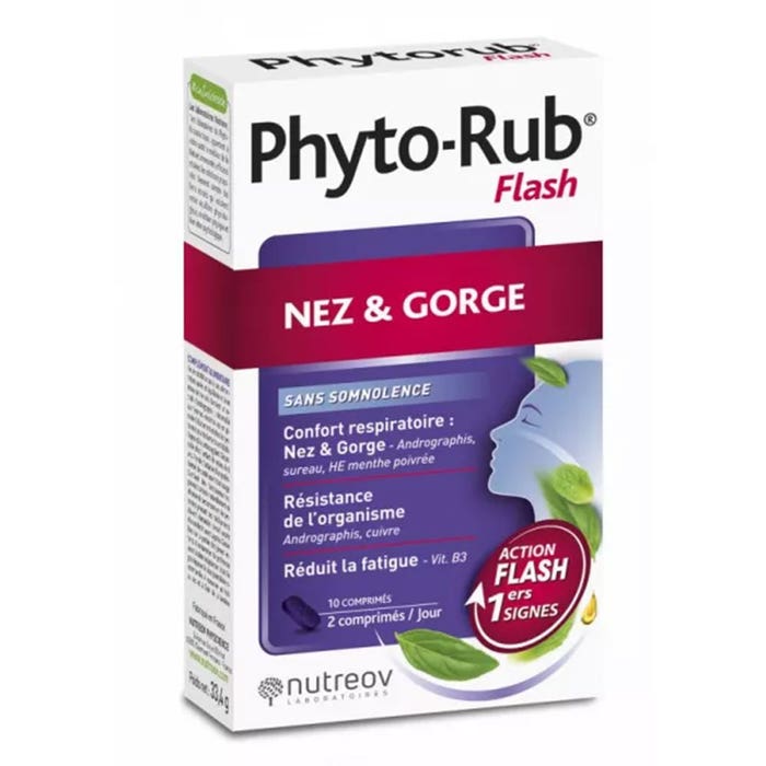 Nutreov Phyto Rub Nose And Throat X 10 Tablets 10 Comprimés Phyto-Rub Flash Nutreov