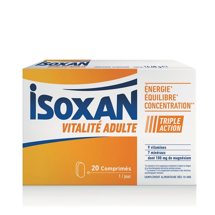 Adult Vitality 20 Tablets Energy, balance and concentration Isoxan