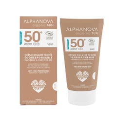 Alphanova Organic Sun Sun Tinted Cream Spf50+ Monoi fragrance 50g