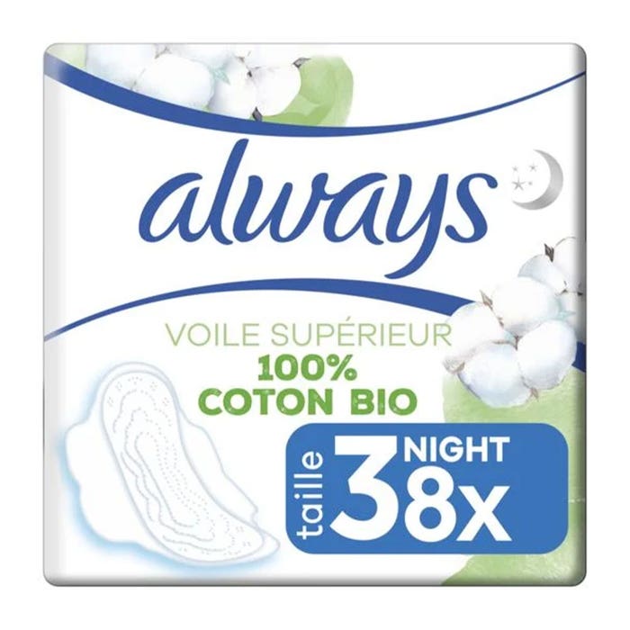 Always Organic Cotton Ultra Night towels with wings 100% Organica