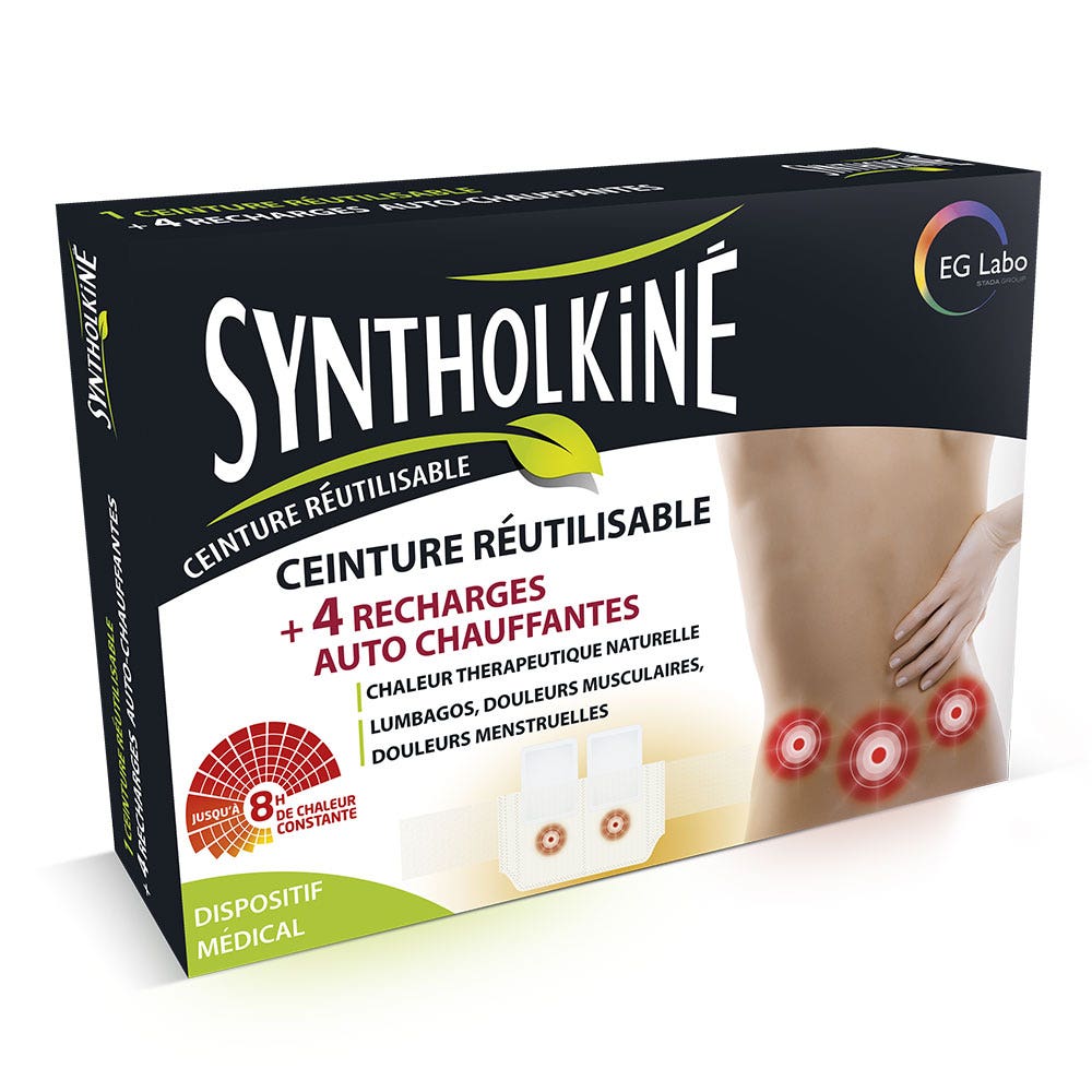 EG Labo SyntholKiné SyntholKiné Reusable Belt + 4 Car Heater Refills + 4 Recharges Auto Chauffantes