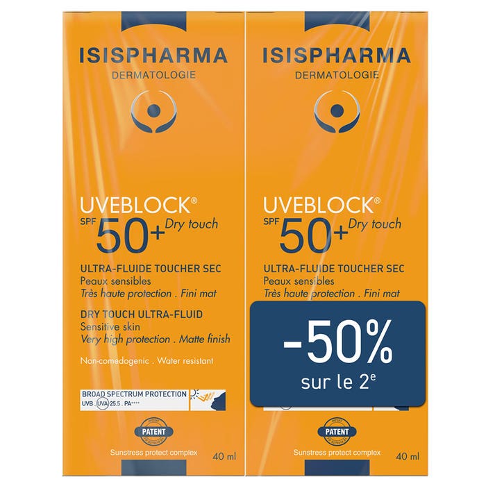 Ultra Fluid Dry Touch Spf50+ Dry Touch 2x40ml Uveblock Isispharma