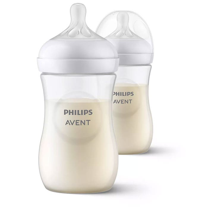 Baby Bottles Pp Silicone Teat Slow Flow 2x260ml Natural 1 Months+ Avent