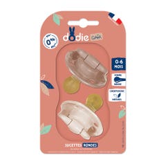 Dodie Round Symmetrical Pacifier 0 to 6 months x2