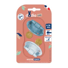 Dodie Round Symmetrical Pacifier 6 to 36 months x2