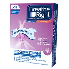 Breathe Right Sensitive Transparent Nose Strips Size M X10