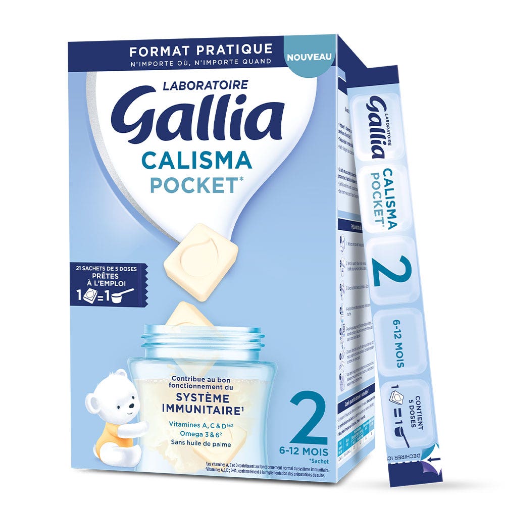 Gallia Calisma Pocket powdered milk suitable from 6 to 12 months 21 Sachets of 5 Doses