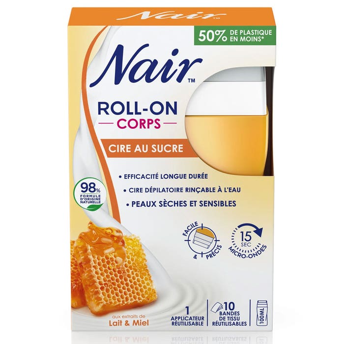 Roll On Sugar Wax with milk and honey extracts 100ml Dry and sensitive skin Nair