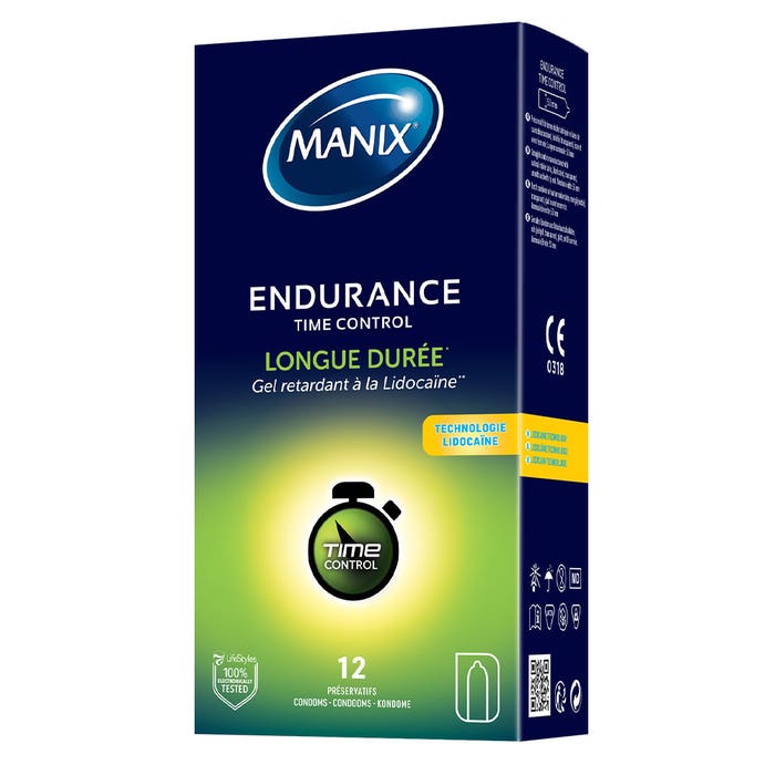 Long-lasting lubrifying condoms x12 Endurance Time Control Manix