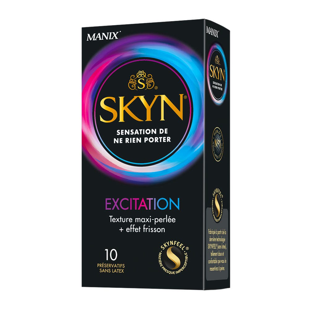 Skyn Excitation Maxi pearl texture + shivering effect condoms Latex-free x10