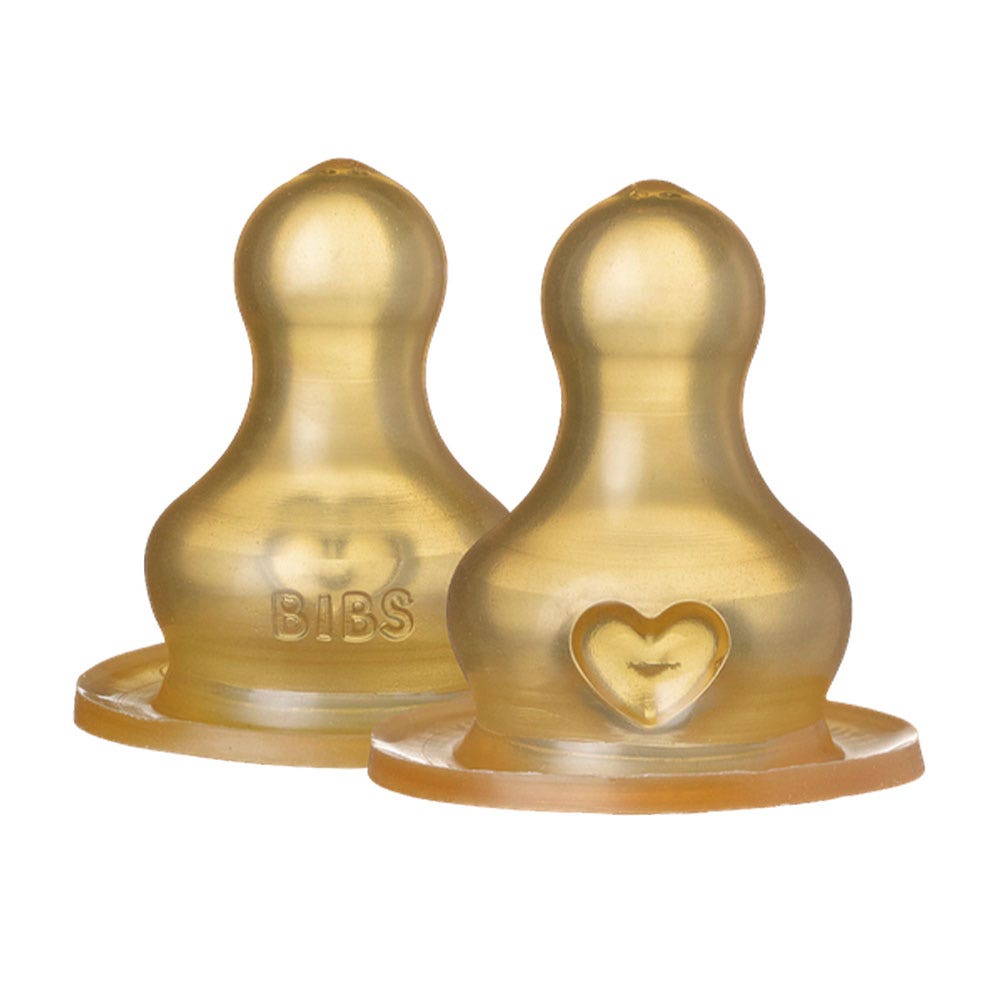 Bibs Slow Flow Baby Bottle Teat In Natural Rubber x2 Easypara