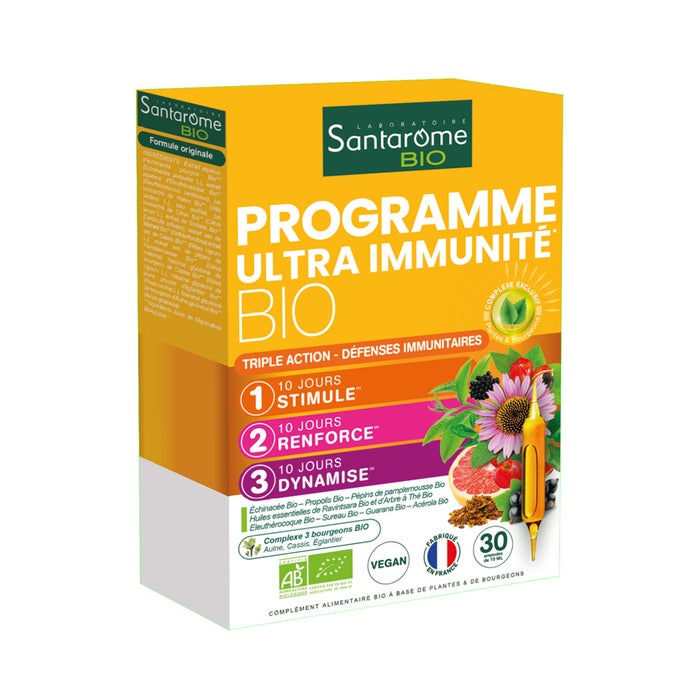Santarome Organic Ultra Immunity Programme Défenses immunitaires 30 ampulas
