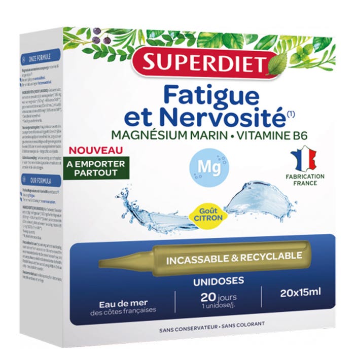 Superdiet Marine Magnesium Vitamin B6 Fatigue and nervousness 20 single-dose 15ml