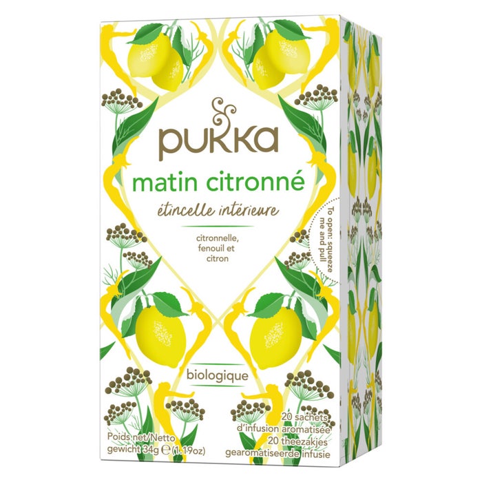 Organic Lemon Morning Herbal Teas 20 sachets Pukka